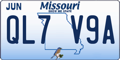 MO license plate QL7V9A