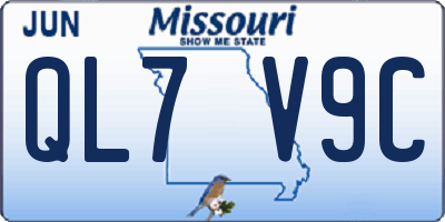 MO license plate QL7V9C