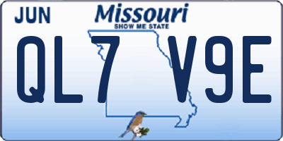 MO license plate QL7V9E