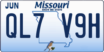 MO license plate QL7V9H