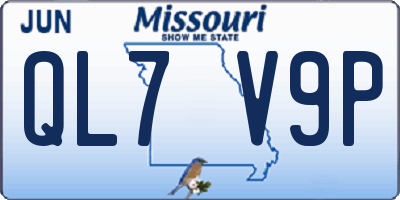 MO license plate QL7V9P