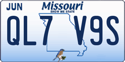 MO license plate QL7V9S
