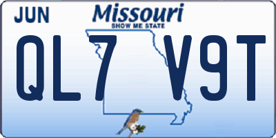 MO license plate QL7V9T