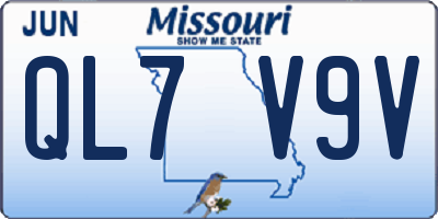 MO license plate QL7V9V