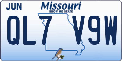 MO license plate QL7V9W