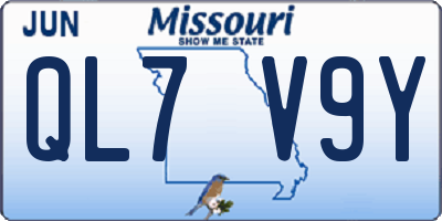 MO license plate QL7V9Y