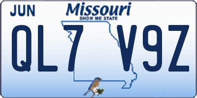 MO license plate QL7V9Z