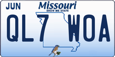 MO license plate QL7W0A