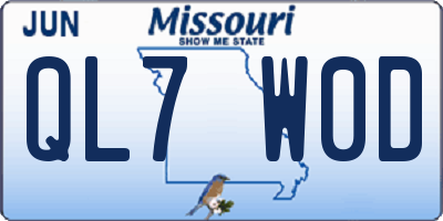 MO license plate QL7W0D