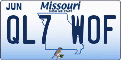 MO license plate QL7W0F