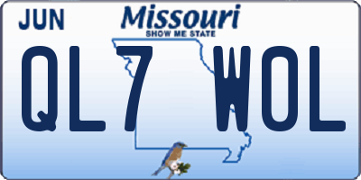 MO license plate QL7W0L