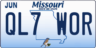 MO license plate QL7W0R