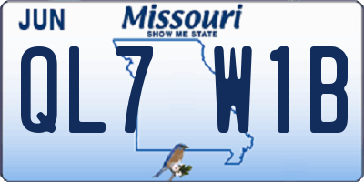 MO license plate QL7W1B