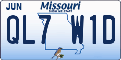 MO license plate QL7W1D