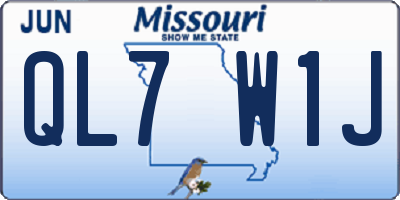 MO license plate QL7W1J