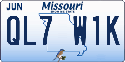 MO license plate QL7W1K