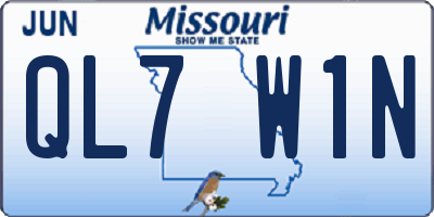 MO license plate QL7W1N