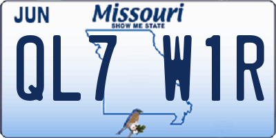 MO license plate QL7W1R
