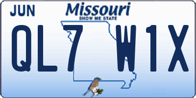 MO license plate QL7W1X