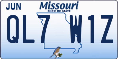 MO license plate QL7W1Z