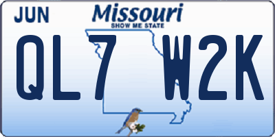 MO license plate QL7W2K