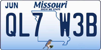 MO license plate QL7W3B