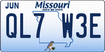 MO license plate QL7W3E