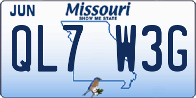 MO license plate QL7W3G