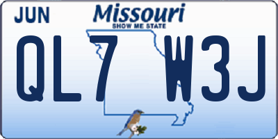 MO license plate QL7W3J