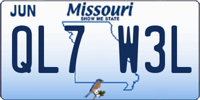 MO license plate QL7W3L