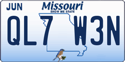 MO license plate QL7W3N