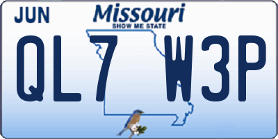 MO license plate QL7W3P