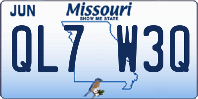 MO license plate QL7W3Q