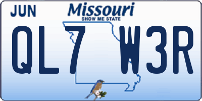 MO license plate QL7W3R