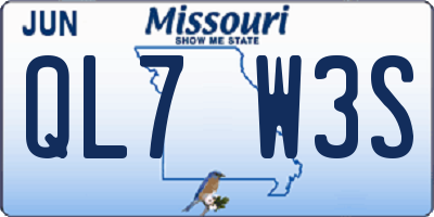 MO license plate QL7W3S