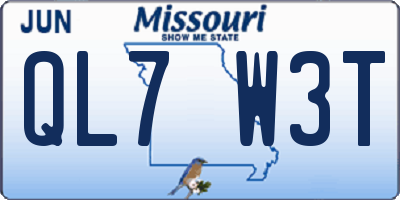 MO license plate QL7W3T