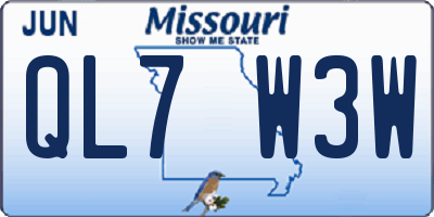 MO license plate QL7W3W