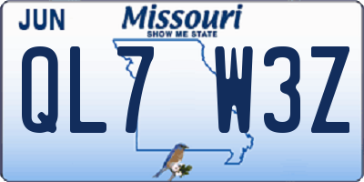MO license plate QL7W3Z