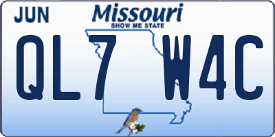 MO license plate QL7W4C