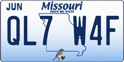 MO license plate QL7W4F