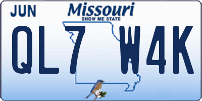 MO license plate QL7W4K