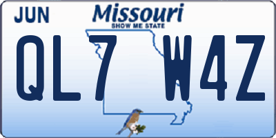 MO license plate QL7W4Z
