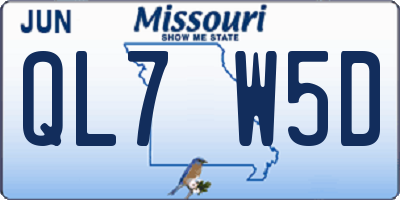 MO license plate QL7W5D