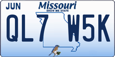 MO license plate QL7W5K