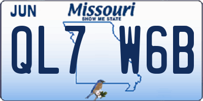 MO license plate QL7W6B