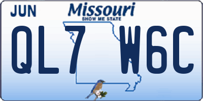 MO license plate QL7W6C
