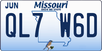 MO license plate QL7W6D