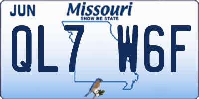 MO license plate QL7W6F