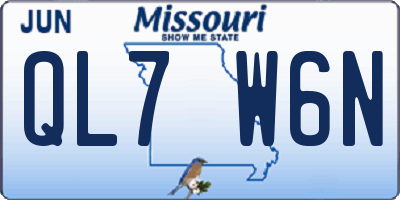 MO license plate QL7W6N