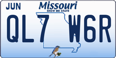 MO license plate QL7W6R